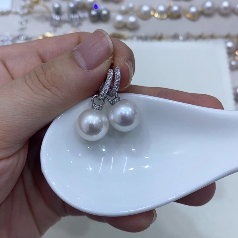 【闪购商品】淡水珍珠耳饰银S925镶嵌11-12mm