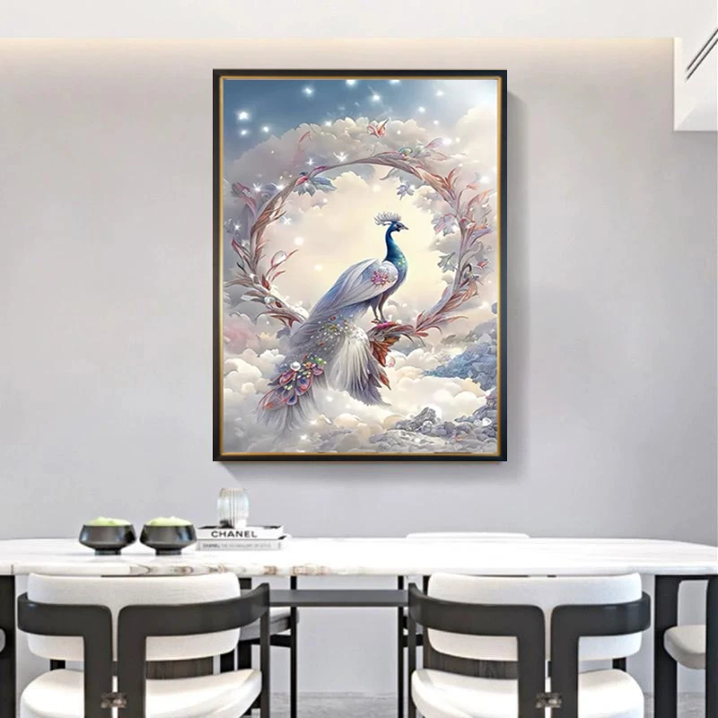 福利玻璃款-40cm*60cm新中式孔雀装饰画