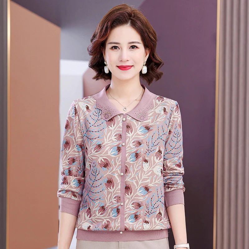 2024秋季长袖新款妈妈装女装时尚洋气遮肚减龄气质中老年休闲百搭