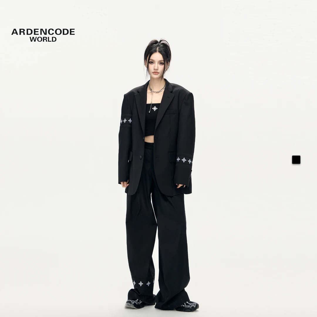 ARDENCODE明星同款重工大宽松中腰松紧阔腿混纺西裤长裤P7版型