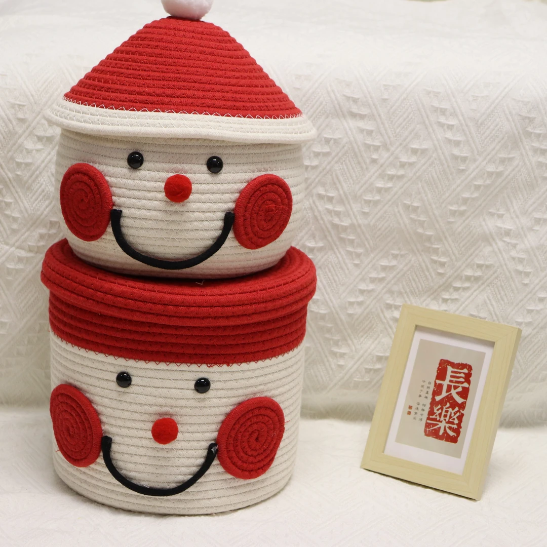 创意编织可爱雪人储物卡通收纳家用编织收纳筐收纳筐储收纳编织筐