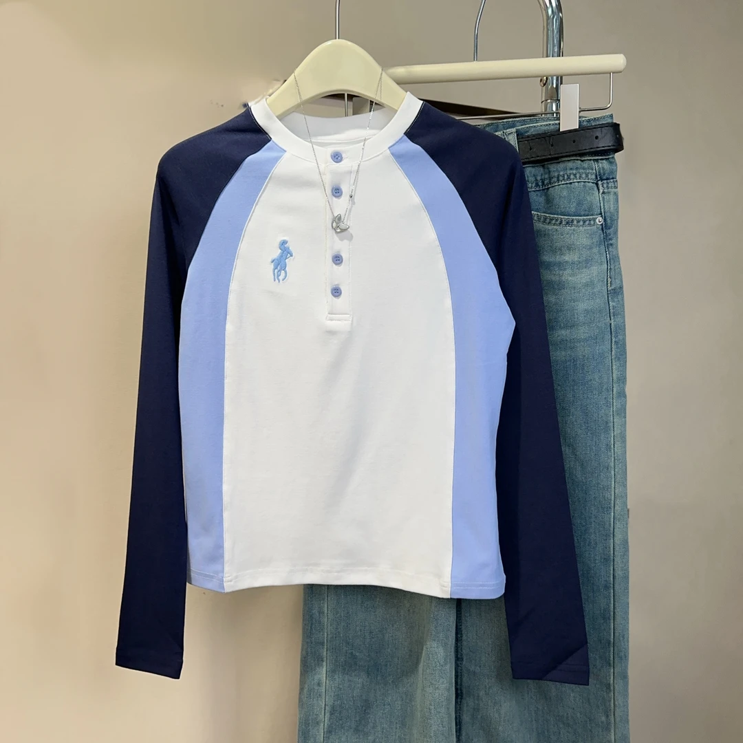 【孤品捡漏】CHIGA 设计感潮牌百搭潮流长袖休闲韩版高级打底00047#