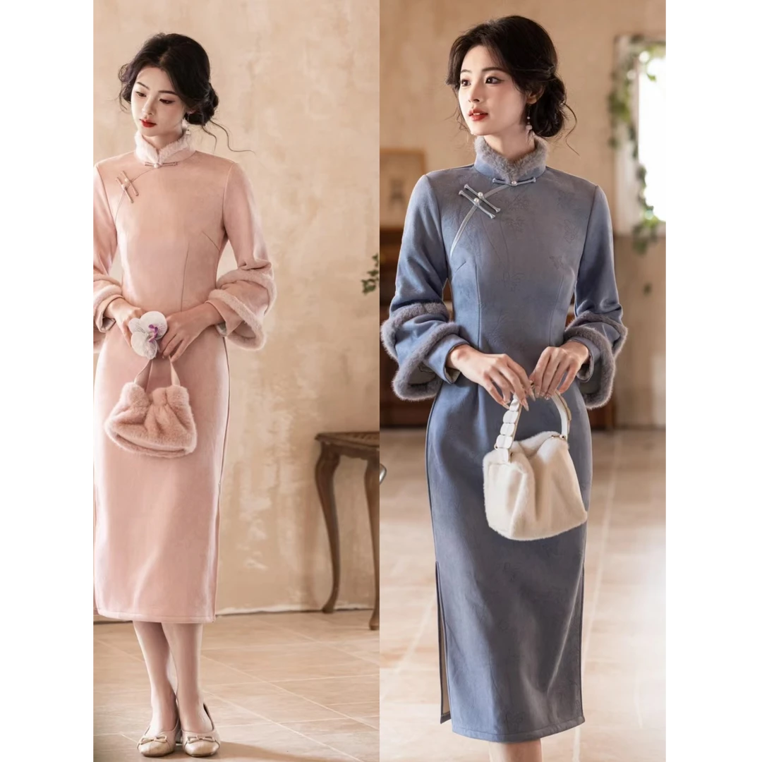 【云祈】绫曦秋冬新款气质优雅旗袍裙