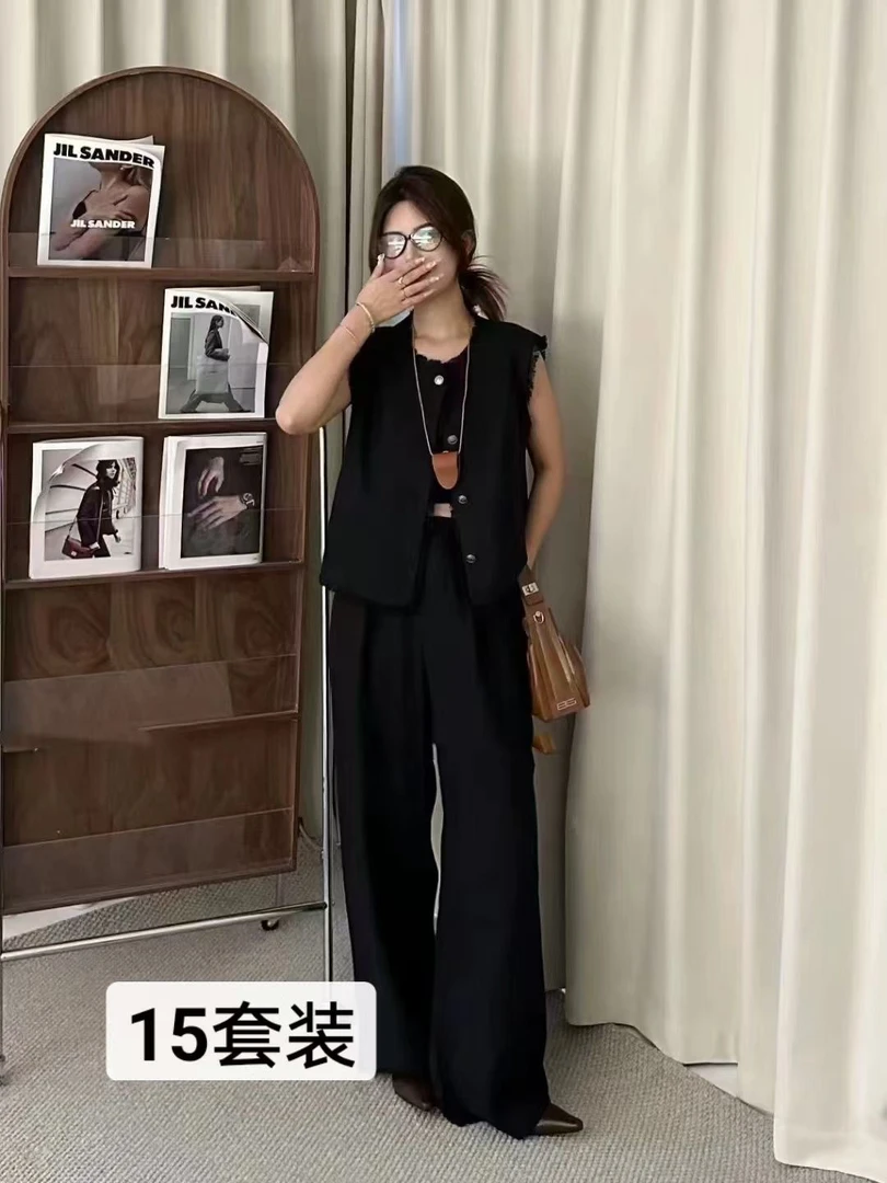 【高个子加长】秋新款马甲阔腿裤两件套显瘦