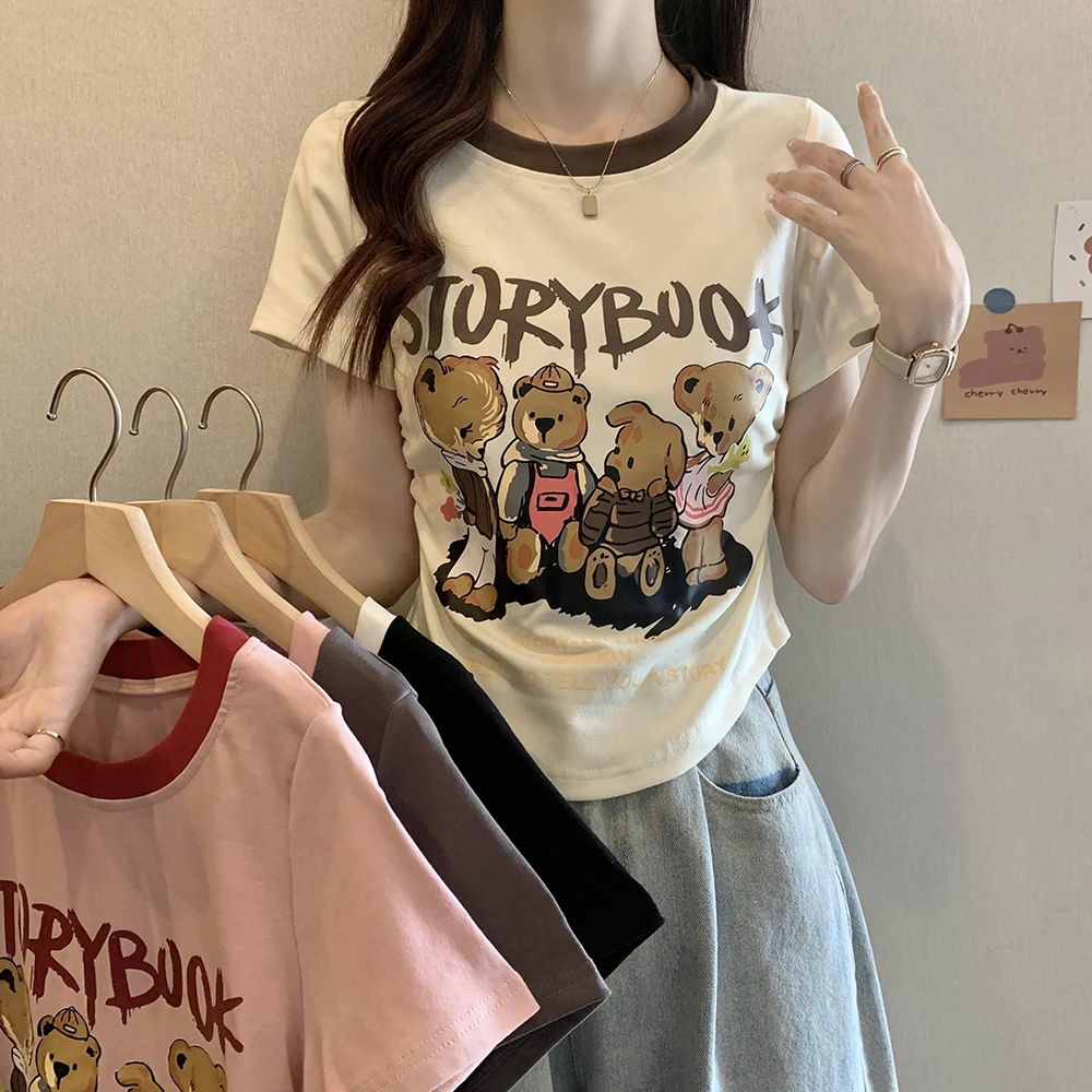 夏季大码简约字母印花圆领宽松T恤小众修身显瘦百搭上衣女L2093#