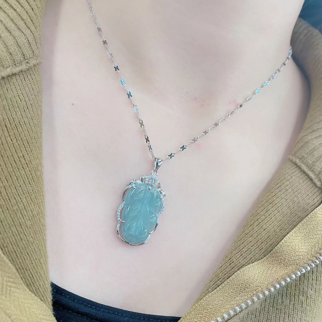 坠链均925银 女款18寸树叶项链、精致