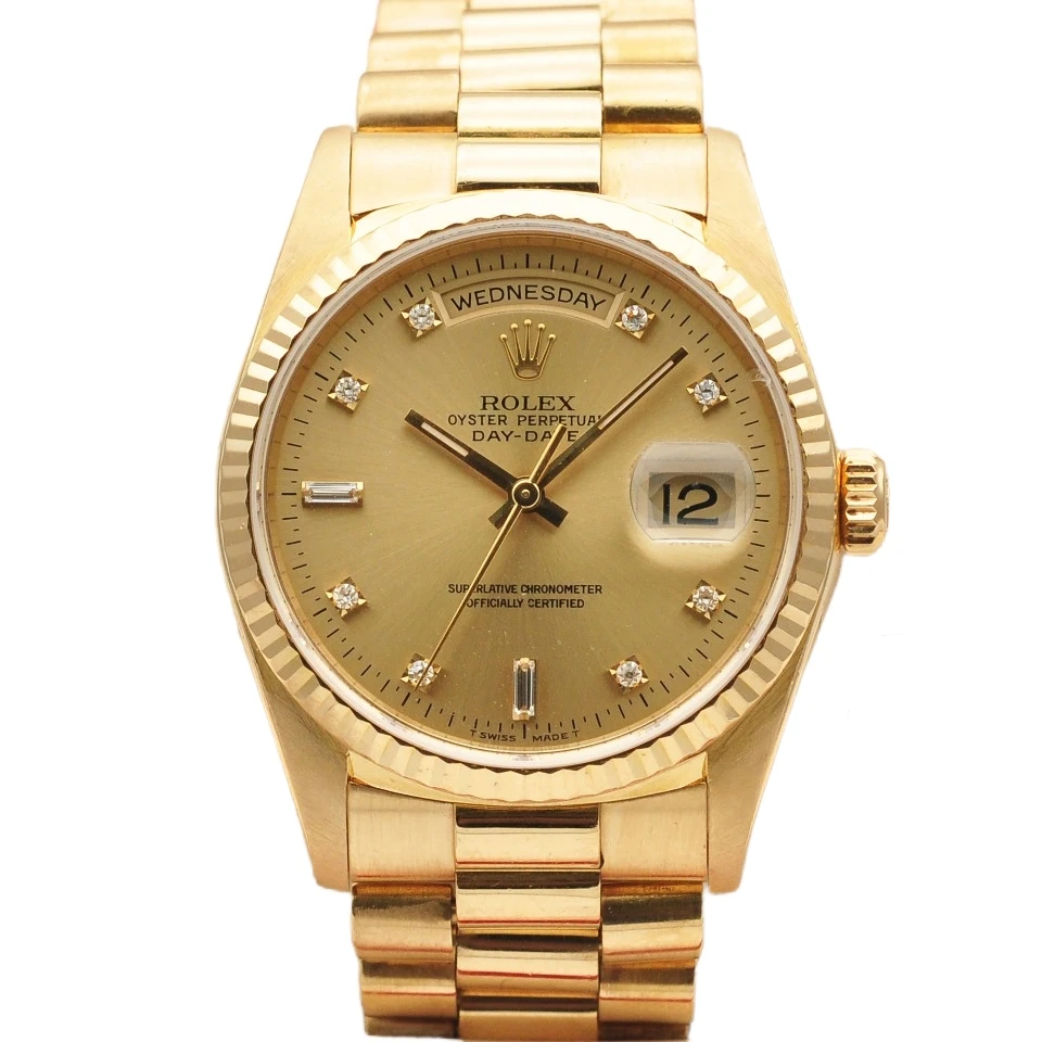 99新 Rolex/劳力士 泽泰/星期日历型18238/36mm/18K黄金原钻