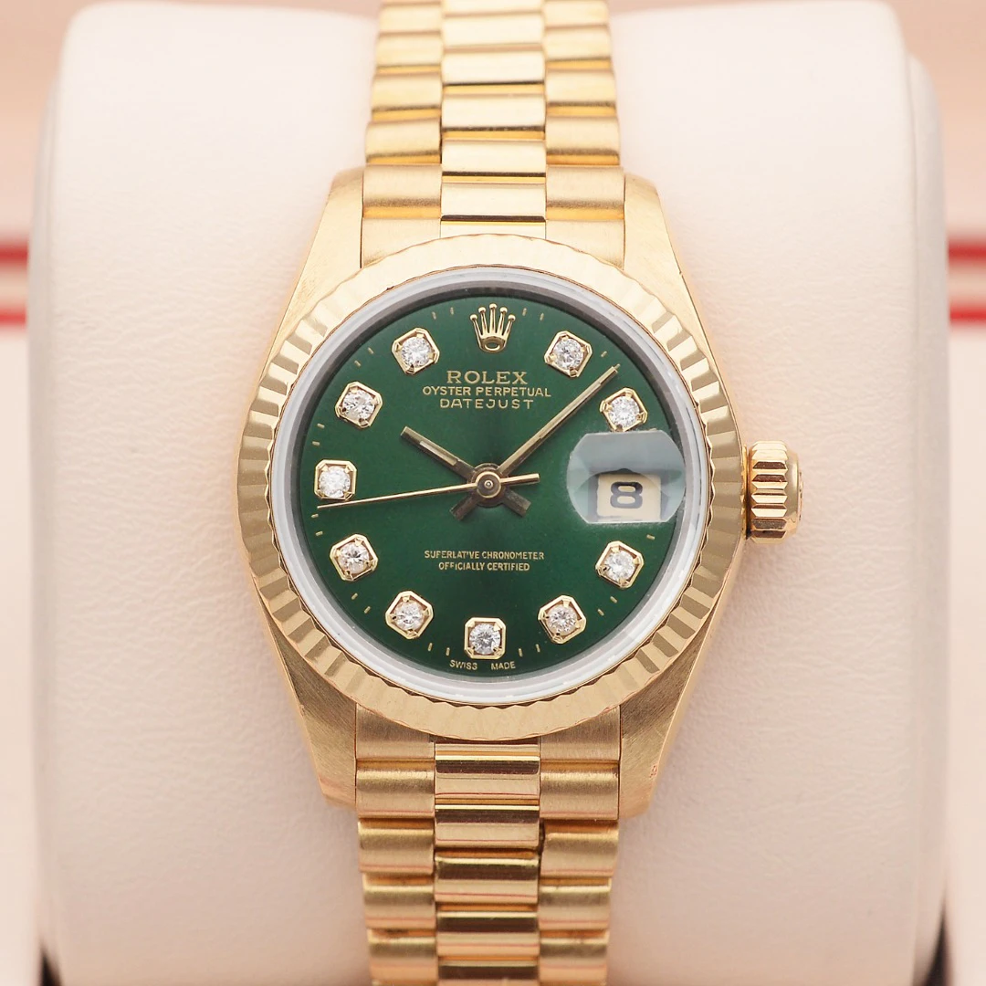 99新 Rolex/劳力士 泽泰/日志69178绿盘/26mm/18K黄金/自动机械
