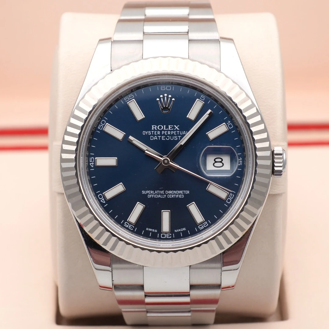99新 Rolex/劳力士 泽泰全套/日志型116334蓝盘/间白金/41mm/名表