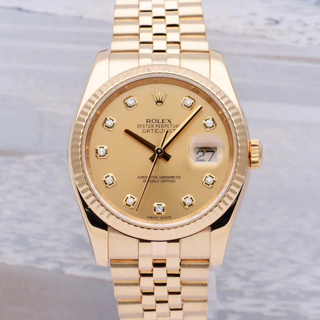 99新 Rolex/劳力士 爱换/日志型116238/香槟盘/18K金原钻/36mm/