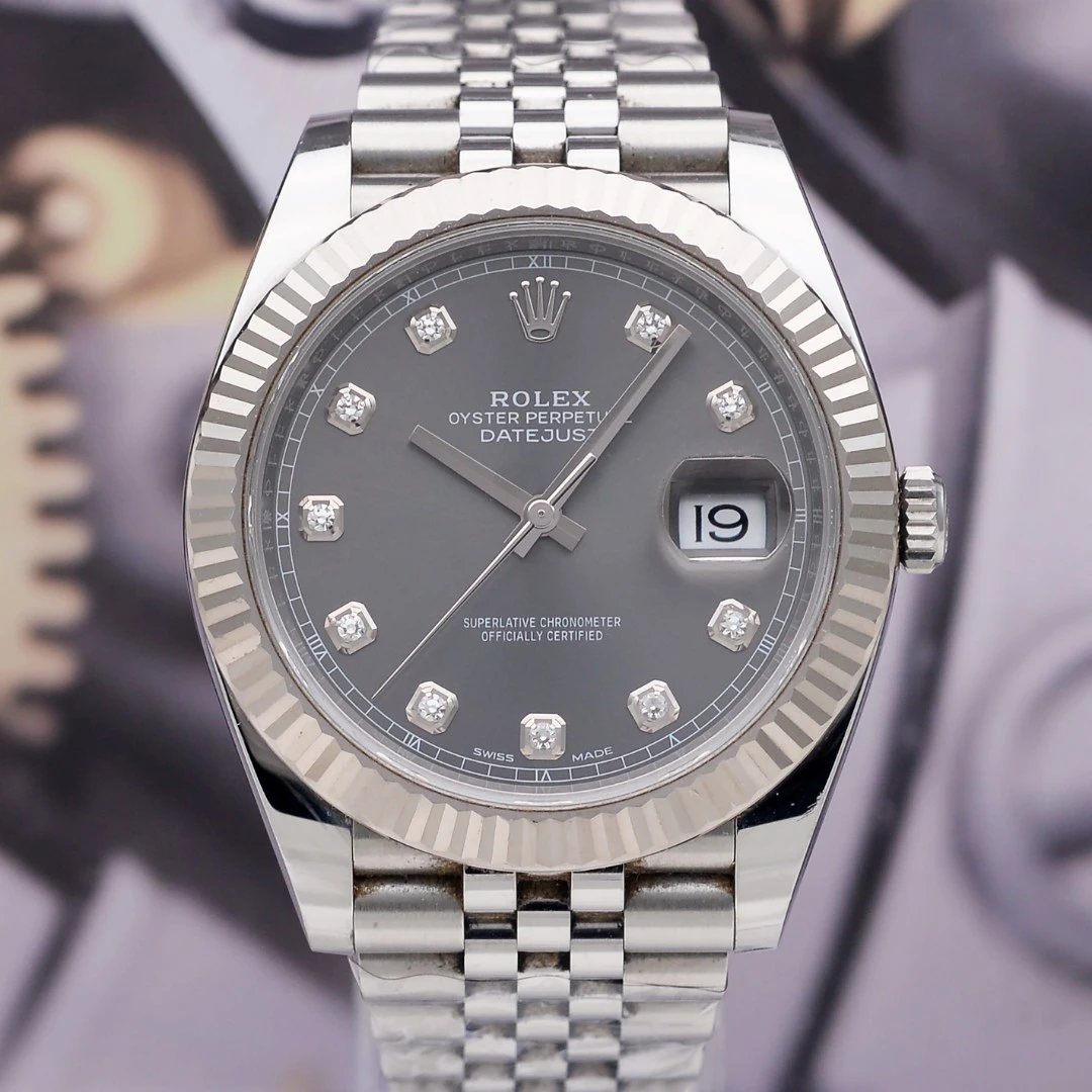99新 Rolex/劳力士 泽泰/日志型126334灰盘大钻/间白金/41mm男表
