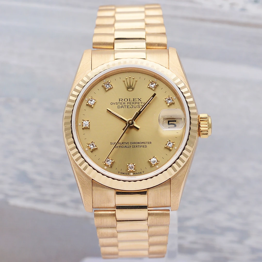 99新 Rolex/劳力士 爱换名表女装日志68278/18k黄金原钻31mm/机械