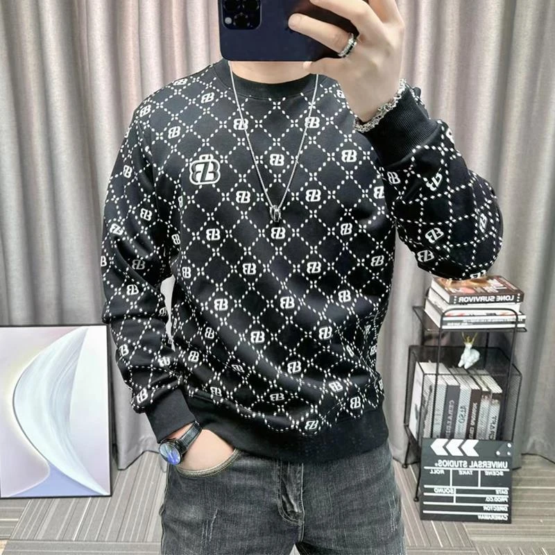 卫衣男士秋季2025新款韩版潮牌字母印花宽松圆领外套休闲百搭上衣