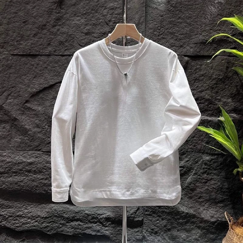高端纯色百搭套头卫衣男2025秋冬季时尚休闲圆领长袖T恤打底衫潮