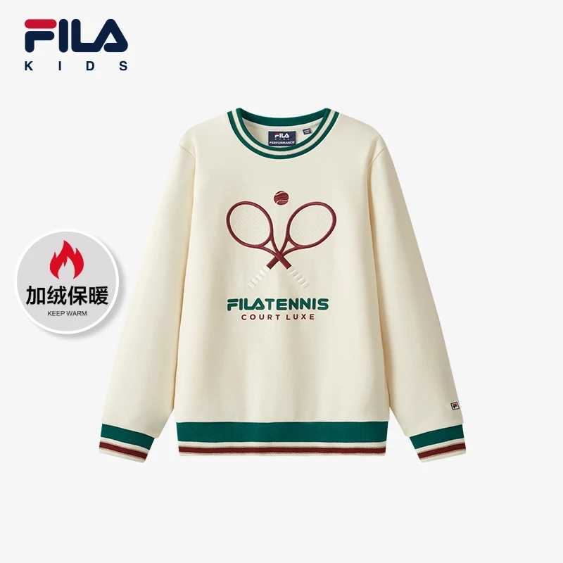 【斐乐儿童】冬季中大童宽松时尚圆领加绒运动卫衣K62G443220