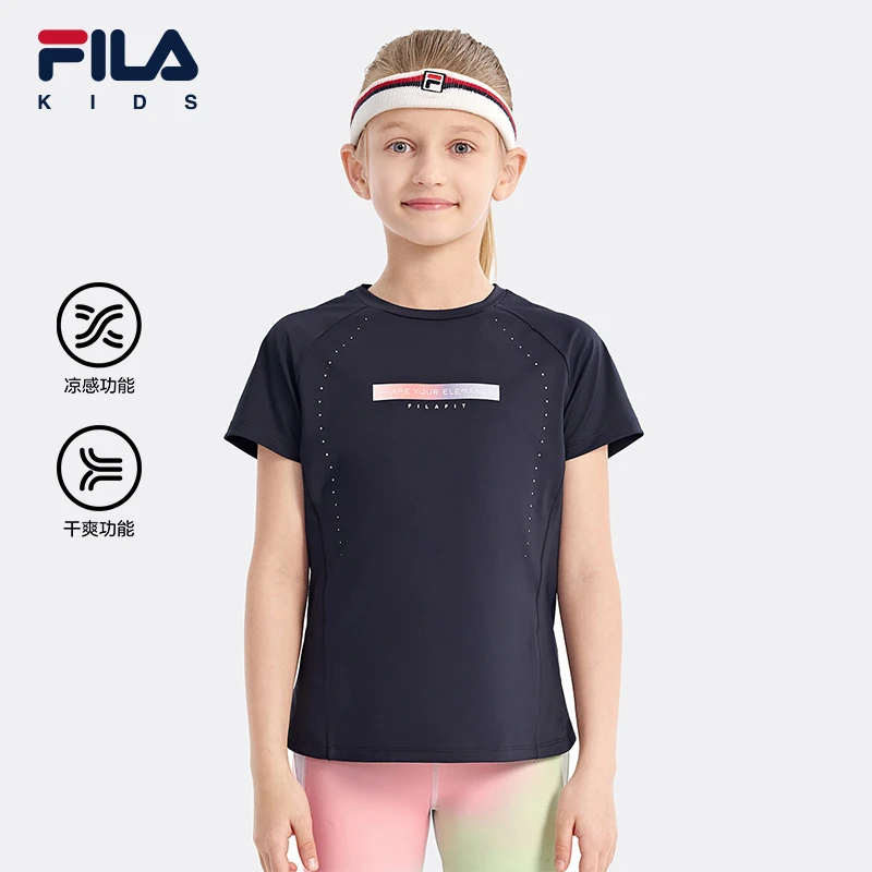 FILAKIDS儿童夏新款中大童运动透气短袖训练T恤K12G433119