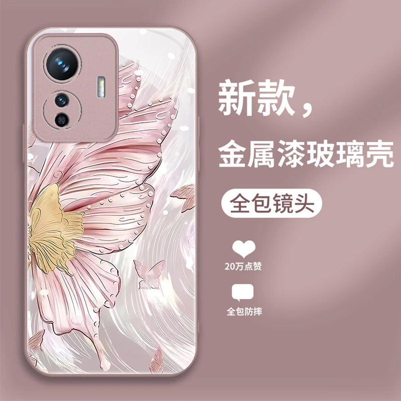 适用VIVOY77E手机壳新款个性高级感时尚潮创意防摔羽蝶玻璃保护套