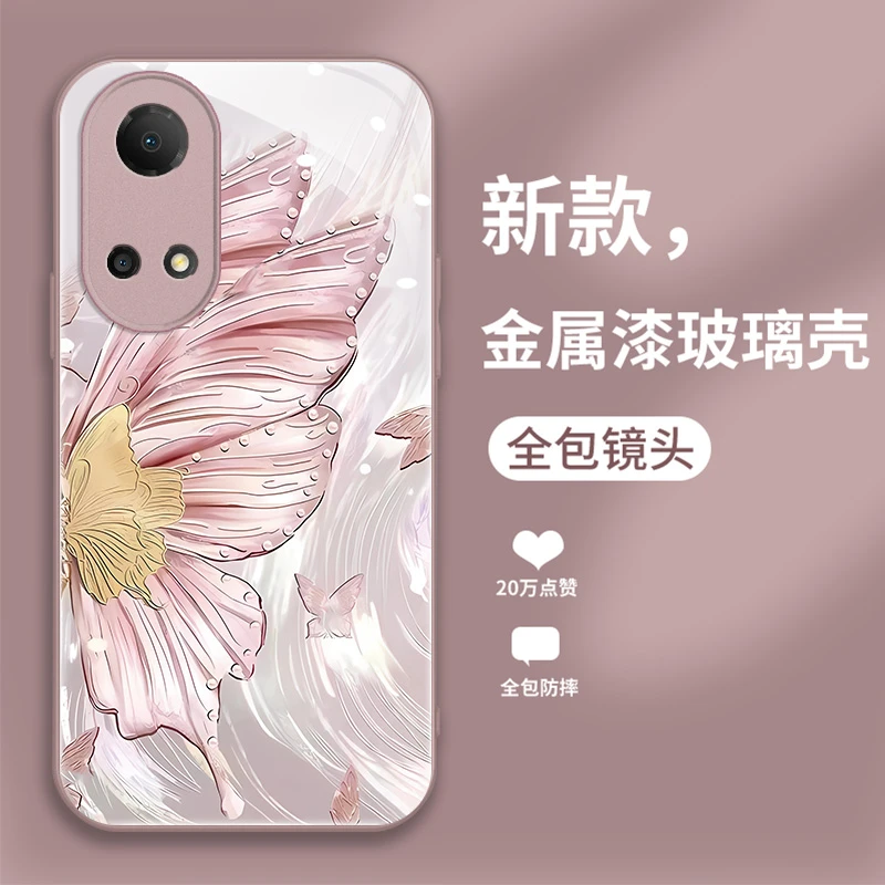 适用畅玩30Plus手机壳新款时尚网红潮个性创意防摔羽蝶玻璃保护套