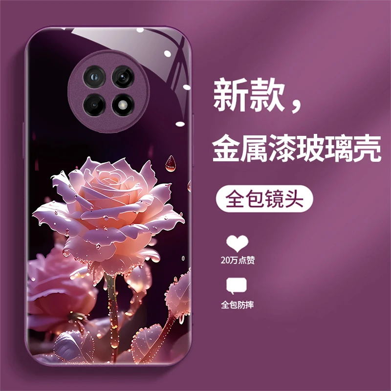 荣耀x20手机壳x20se液态玻璃保护套网红时尚潮牌新款可爱雨中绽放