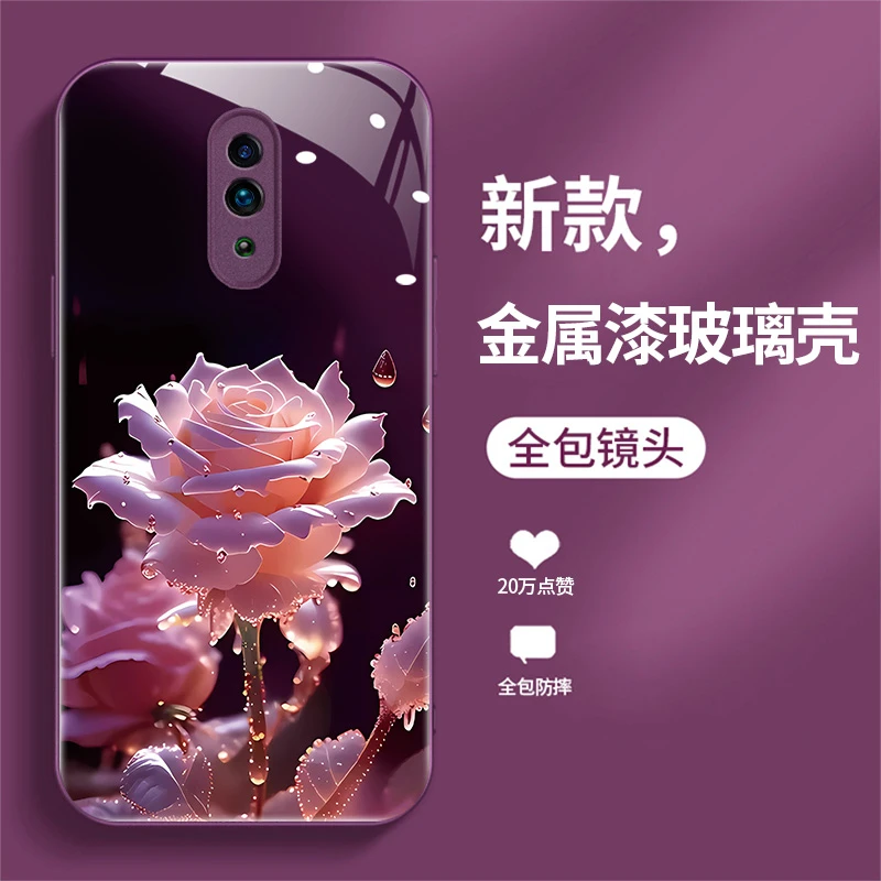 OPPORENO手机壳液态玻璃保护套个性网红时尚潮牌可爱雨中绽放全包