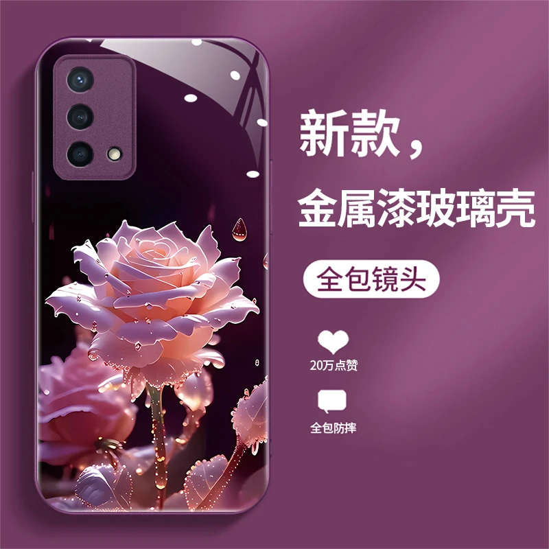 OPPOK9手机壳k9s液态玻璃保护套个性网红时尚潮牌可爱雨中绽放