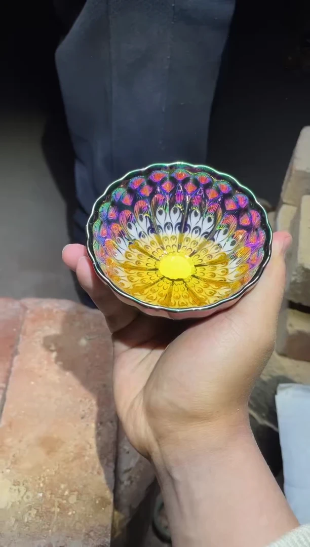 【闪购商品】瓷茶盏七彩花型茶盏 礼盒装