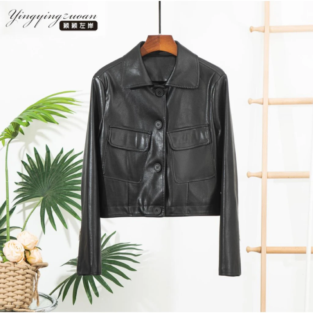 2609休闲皮衣女韩版宽松春秋短款皮夹克小外套HJZ