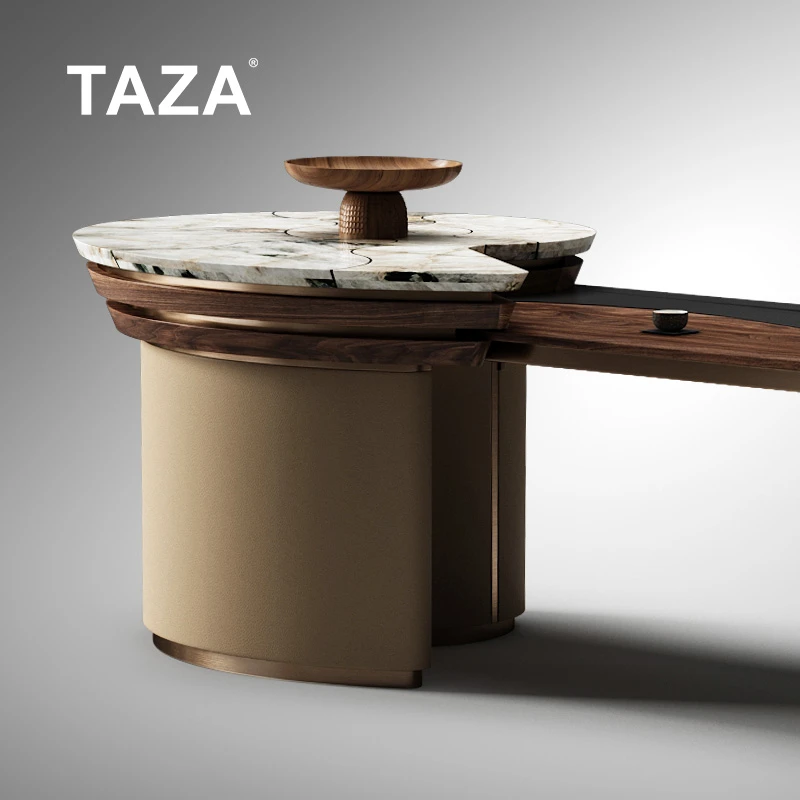 TAZA 胡桃木茶台 别墅全屋搭配茶室系列 现代实木茶桌椅组合 A533