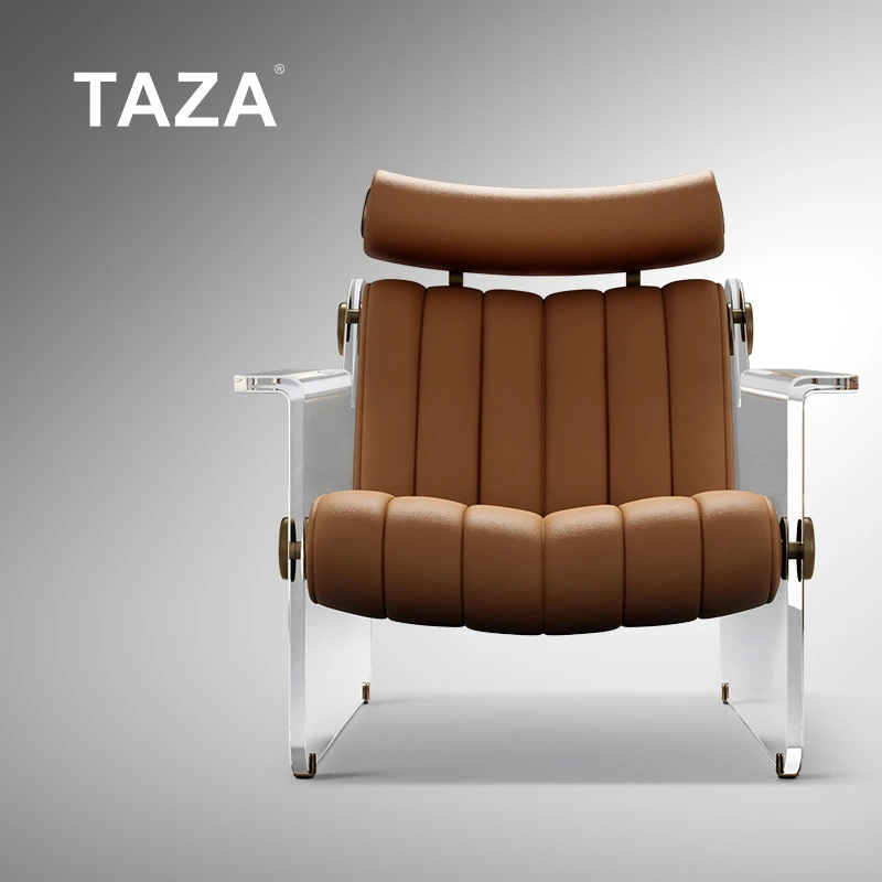 TAZA 极简亚克力单人沙发椅 全屋搭配客厅系列 全真皮休闲椅A762