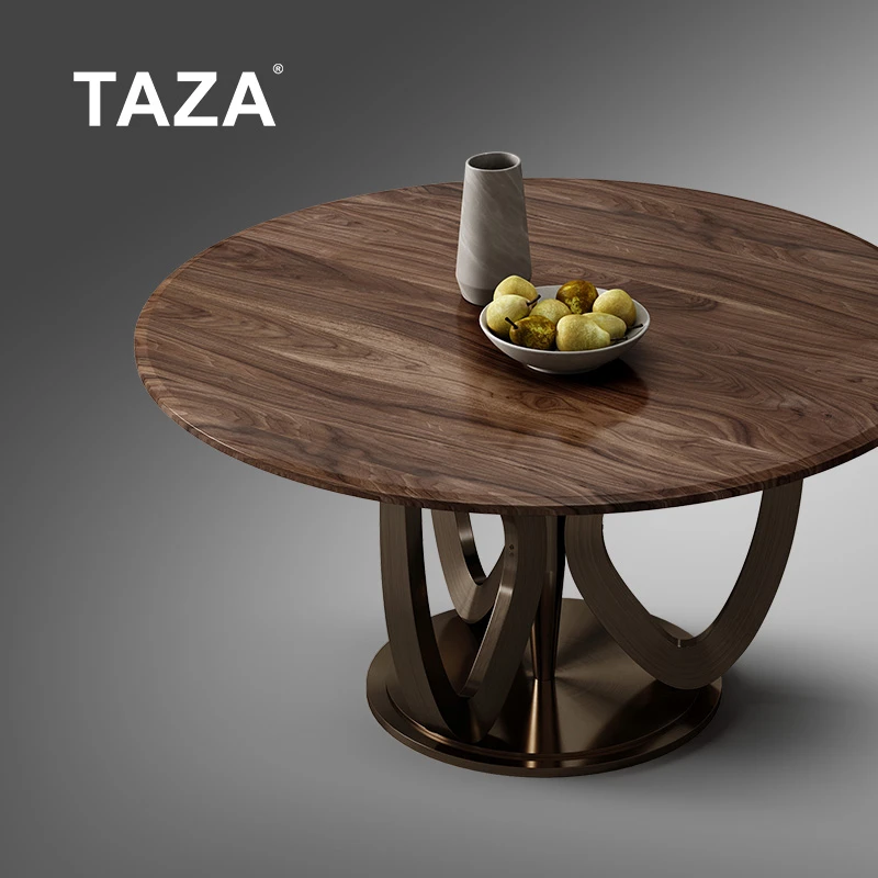 TAZA天然蓝宝石奢石圆餐桌别墅新款家具 意式轻奢圆桌餐桌A108
