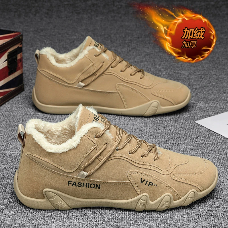 回力新一脚蹬男鞋冬季皮毛一体加绒保暖棉鞋男士皮面潮流防滑软底