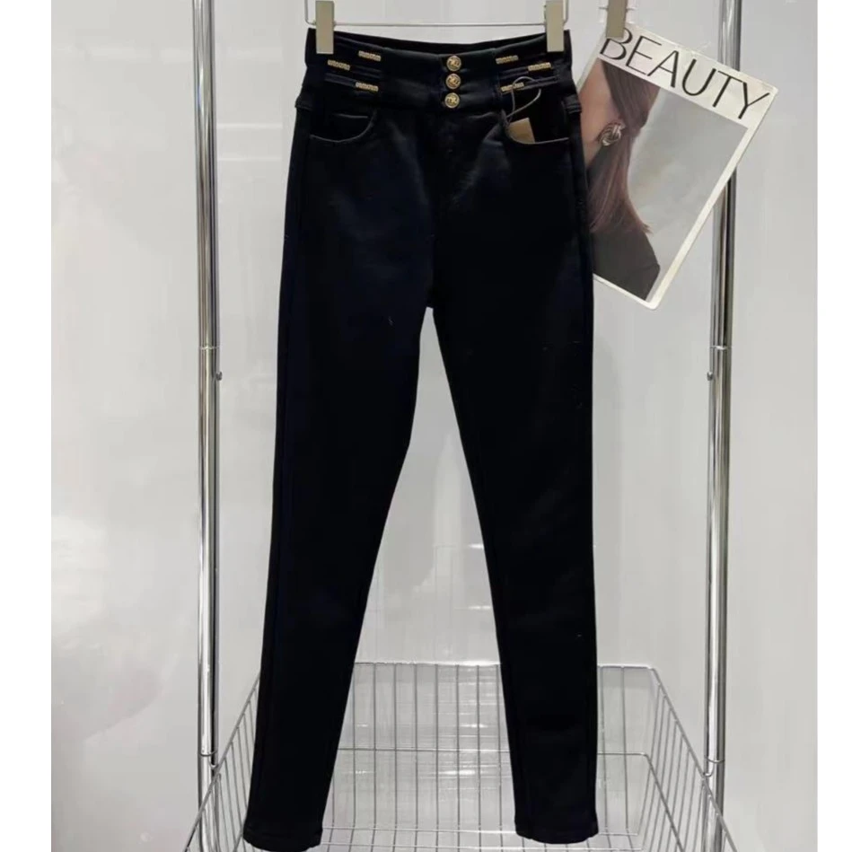 【蓝鲸3301】2023年新款潮流休闲女士烟筒裤小黑裤3301