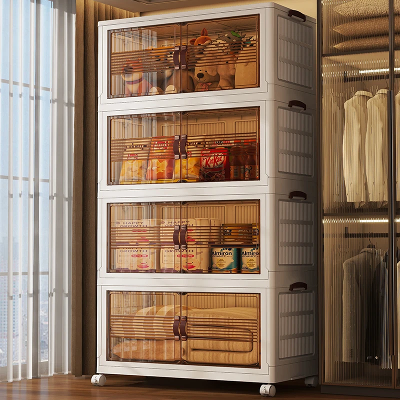 【大容量80面宽】加高免安装可折叠储物收纳柜衣服玩具花卉