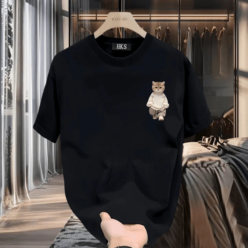 2024夏季新款爆款半袖休闲高档男士纯棉短袖t恤体恤美式百搭上衣T