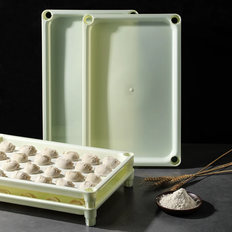 饺子盘PP水饺盘长方形收纳速冻冷冻托盘厨房冰箱多层盒商用家用
