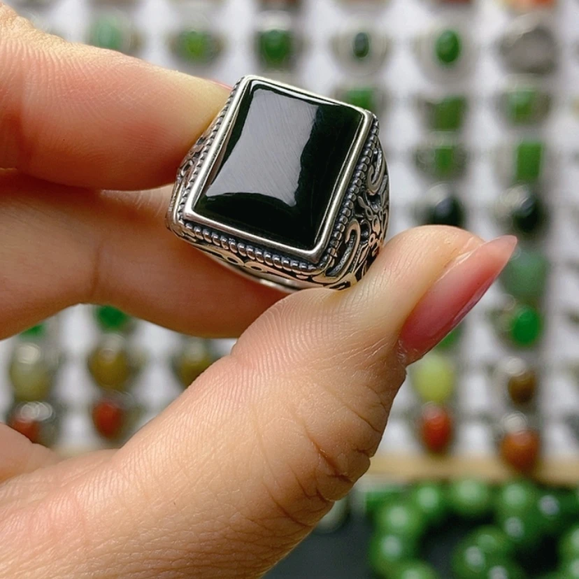 【闪购商品】和田玉戒指银S925镶嵌于*福