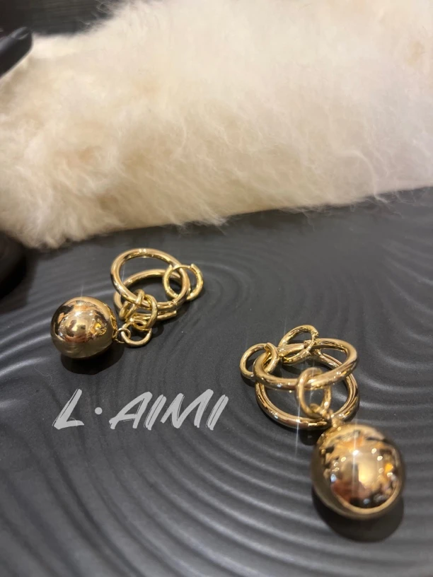 铜合金耳饰 【L•AiMi】【贵气】不规则夸张圆珠串圈耳饰耳环