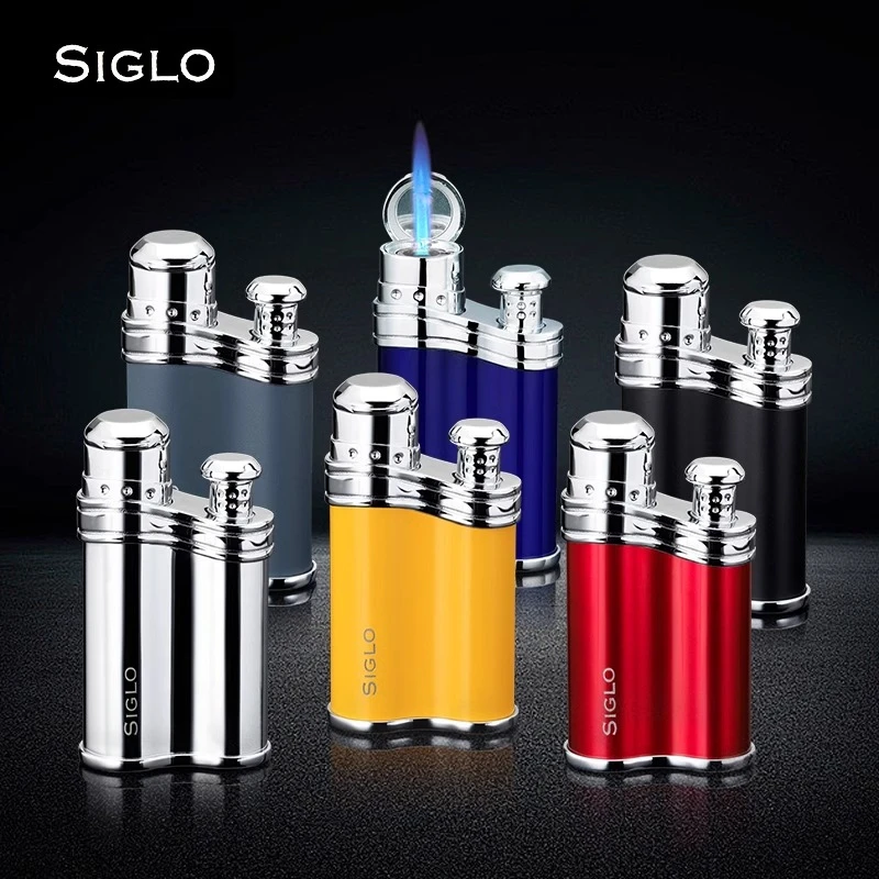 日本进口世纪SIGLO雪茄打火机防风直冲充气打火机金属豆型多色