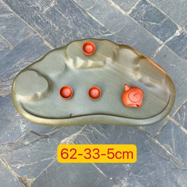 茶宠端砚茶盘肇庆绿端天然石材茶盘客厅办公室一体原石新奇茶台