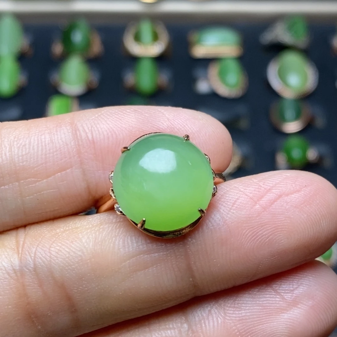 和田玉（碧玉）戒指银S925镶嵌野****哥