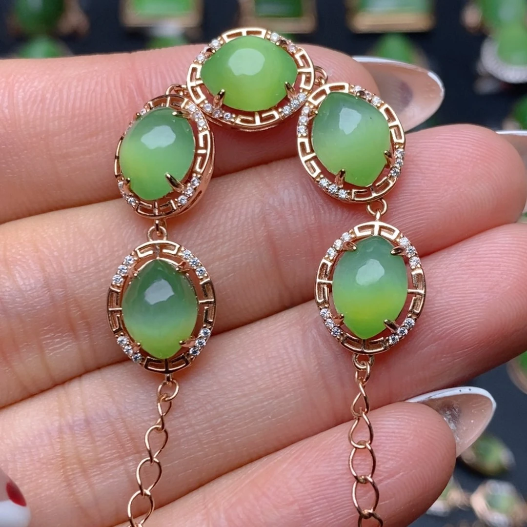 和田玉（碧玉）手链银S925镶嵌