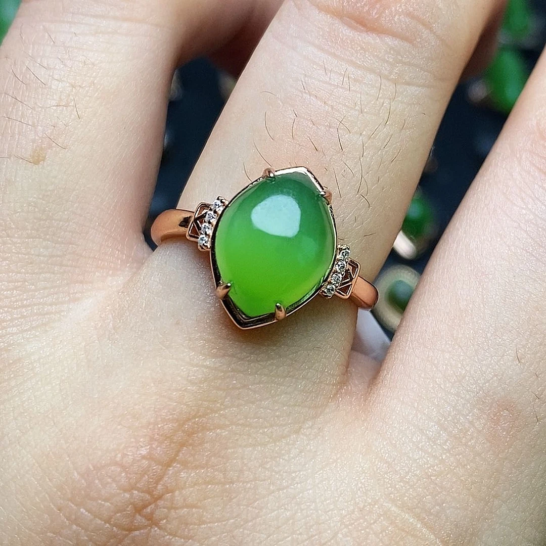 和田玉（碧玉）戒指银S925镶嵌