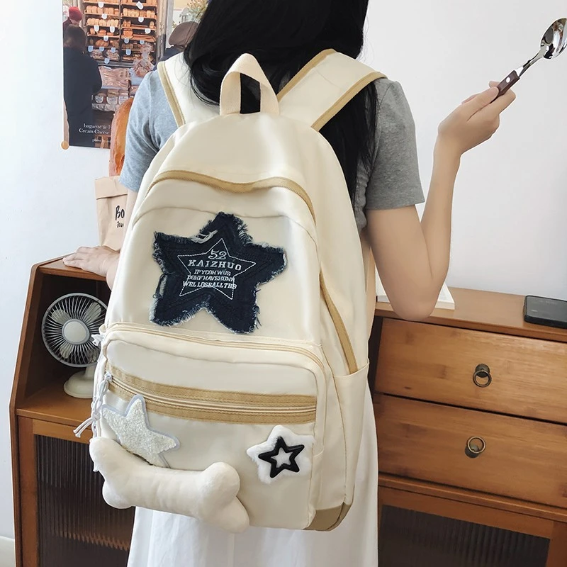 星星初中生高中生美式书包ins超火双肩包大容量可爱高颜值背包