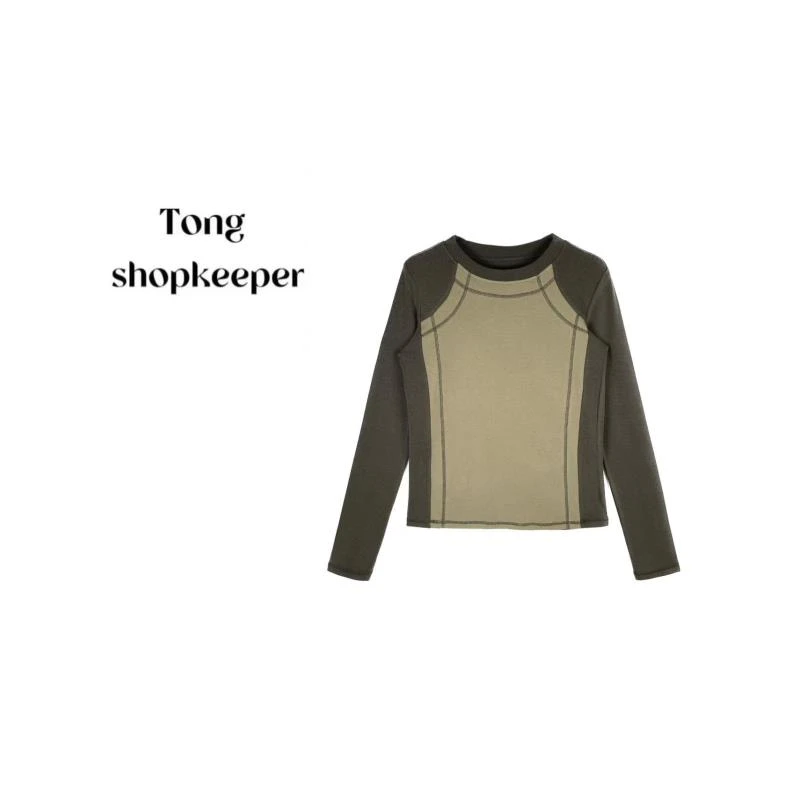 TS-QJ/彤掌柜1681058【德绒+绵羊毛】秋冬款设计师款拼色洋气长袖