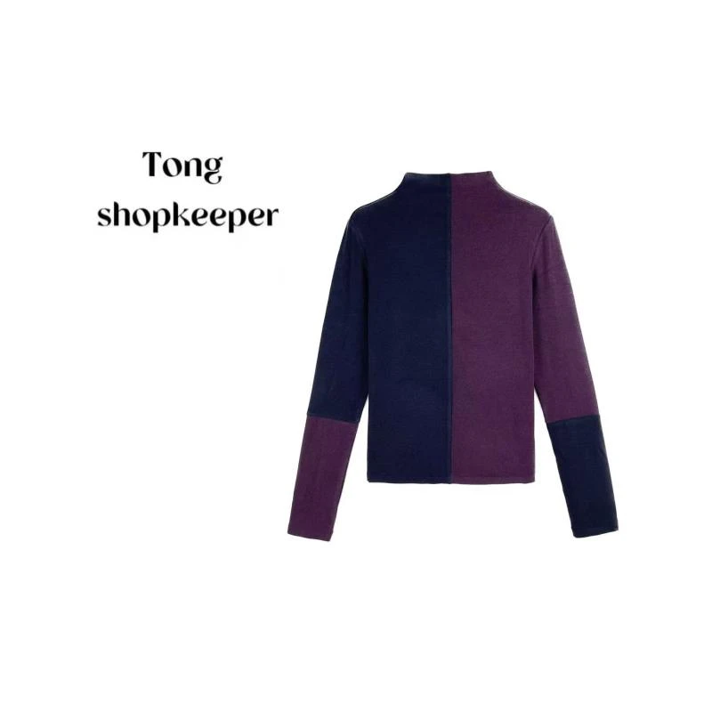TS-QJ/彤掌柜1681003 【红人上新】德绒+绵羊毛拼接设计上衣内搭