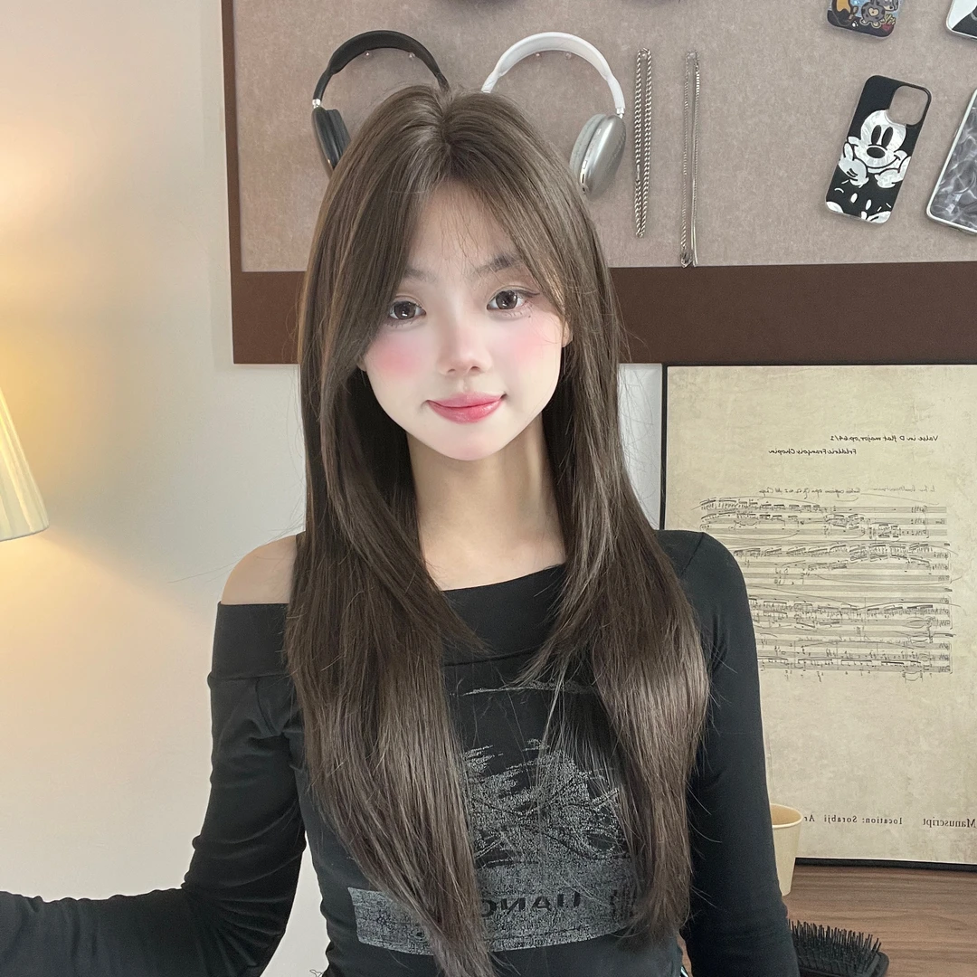 新【清冷学姐】假发女长直发八字刘海高层次高颅顶仿真发整顶假发套