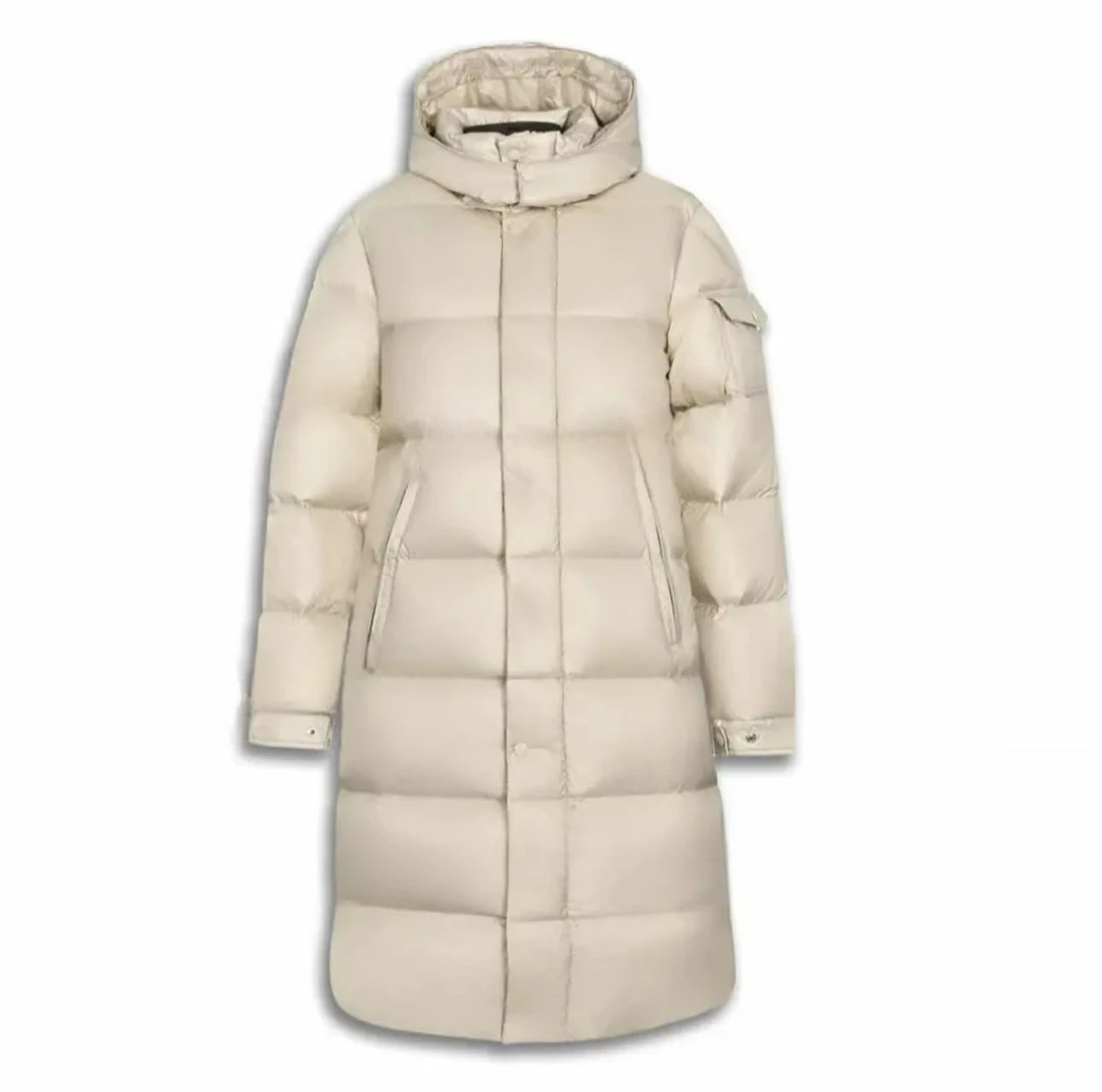 【七七】长款连帽保暖羽绒服防寒时尚防寒潮流情侣休闲过膝-78333