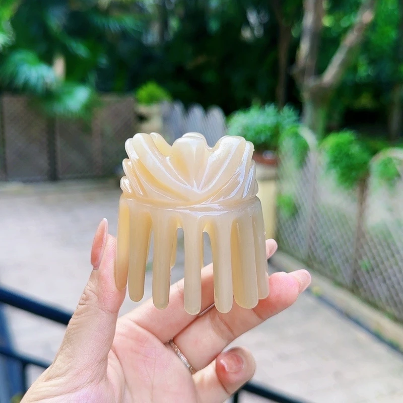 牛角圆形头疗梳按摩梳洗头梳改善睡眠白发掉发脱发防脱发新款粗齿