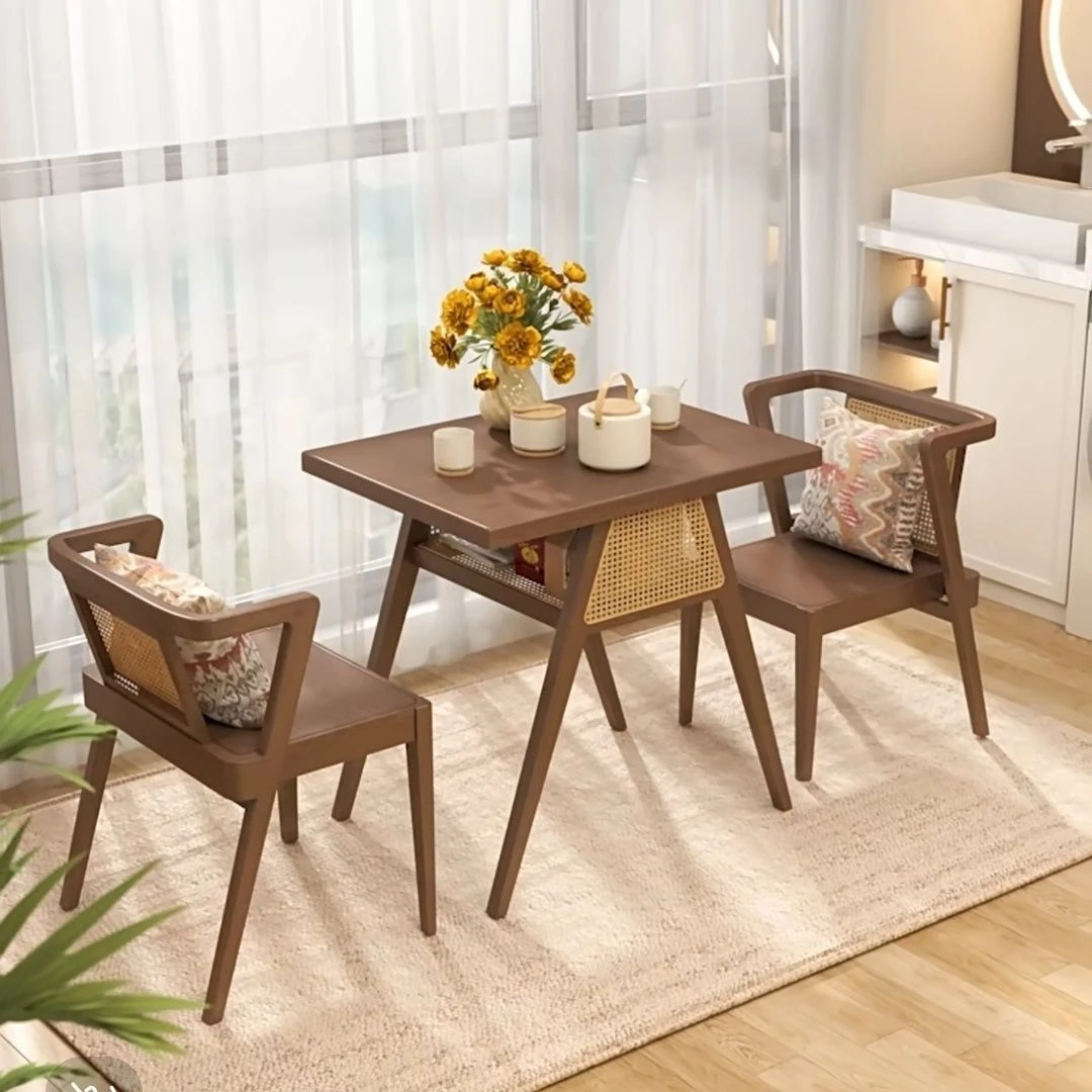 阳台小桌椅三件套全实木一桌二椅创意休闲客厅喝茶桌椅组合小户型