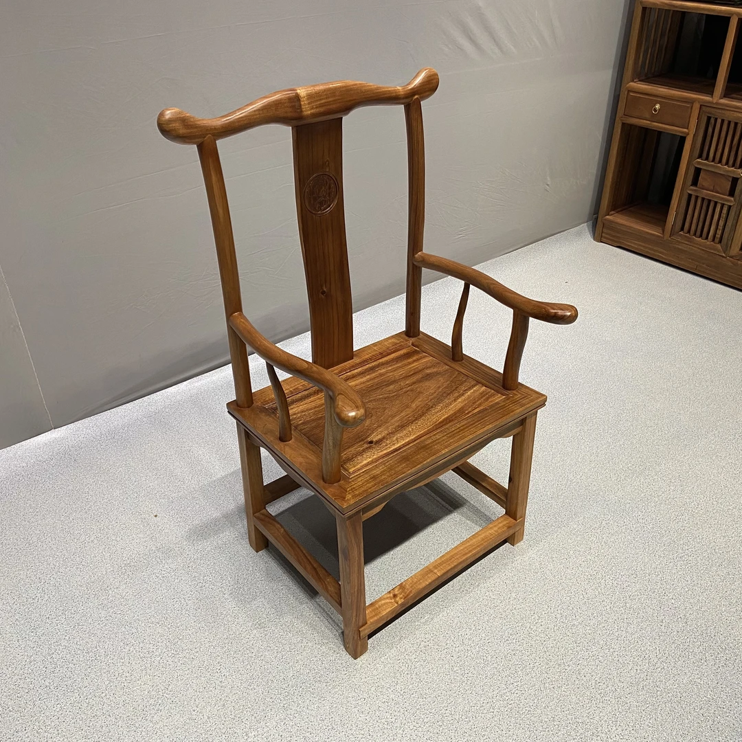 胡桃木官帽椅椅子新中式太师椅茶椅家用靠背椅桌椅实木椅（不包邮）